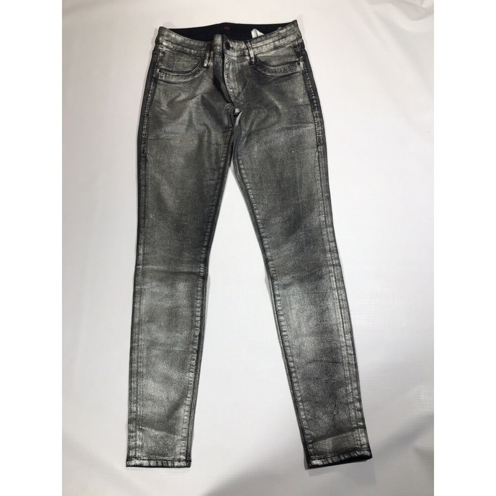 Sinclair The Silver Creams Jeans Metallic Silver Skinny Jeans Women's Size 29